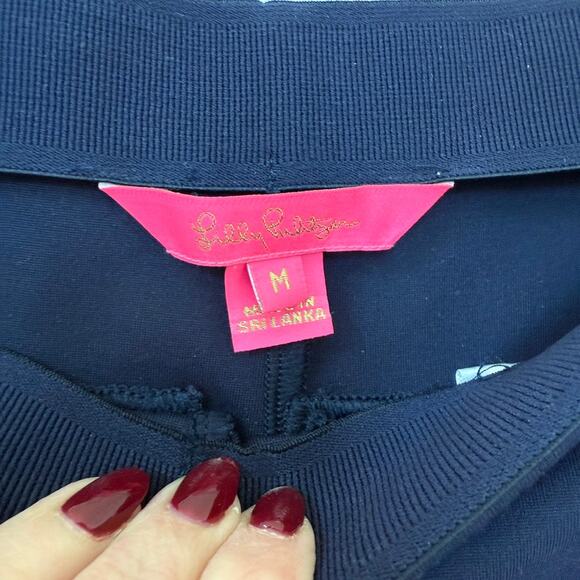 Lilly Pulitzer Travel Pant Skinny Ankle Navy Blue Ponte Stretch Medium Preppy - Picture 2 of 6